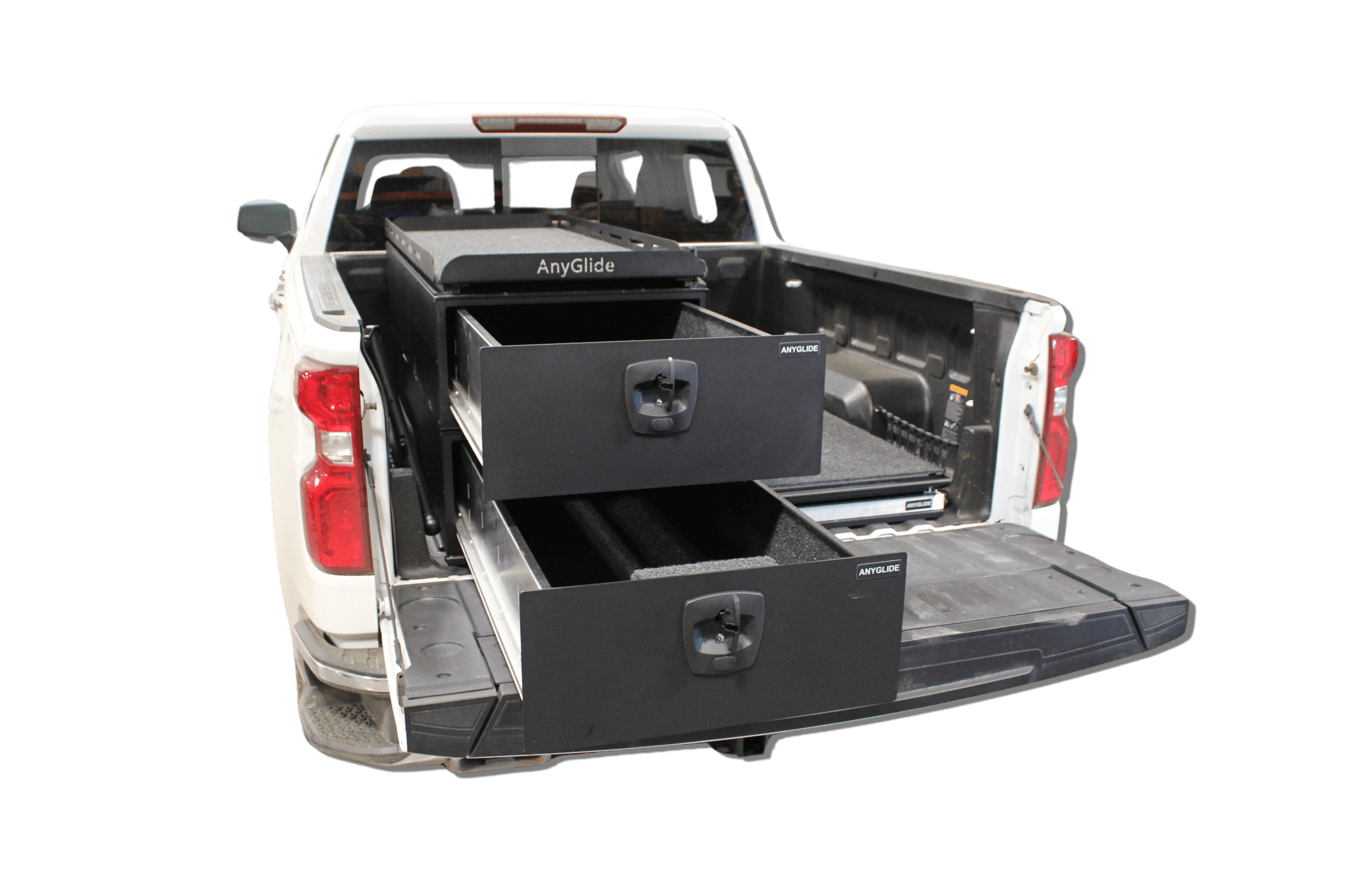 Compact Truck Bed Organizer, 1/4 Ton Truck Bed Storage Solution - AnyGlide