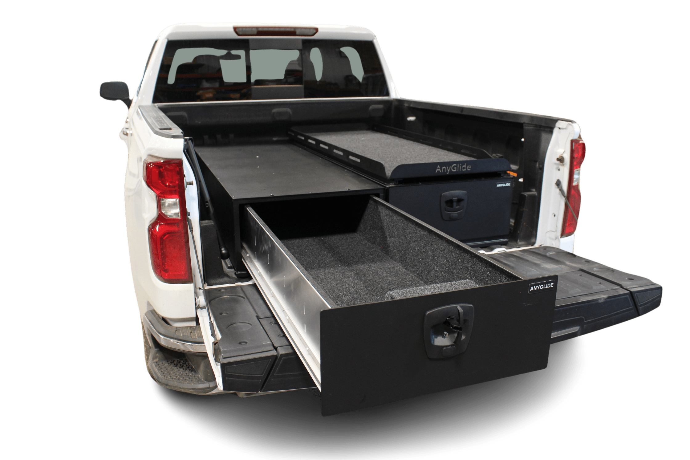 Compact Truck Bed Organizer, 1/4 Ton Truck Bed Storage Solution - AnyGlide